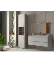 Słupek łazienkowy Adaś 2D Sonoma + Front Biały 30 cm